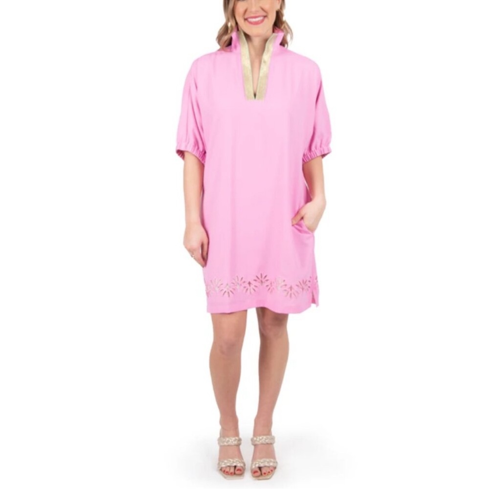 Pink Knee-Length Tunic Coverup Dress